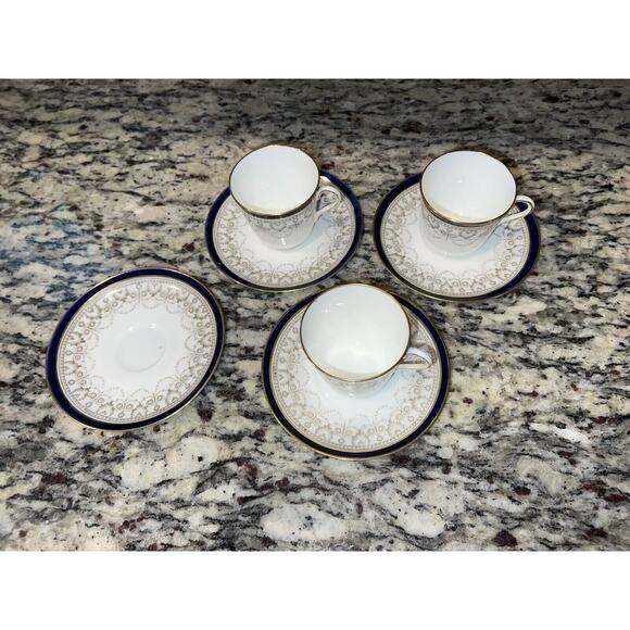 Cauldon 1900s Demitasse Espresso Set Cup Saucer 414J Antique 7 Pcs Blue Gold - Picture 16 of 16